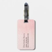 Blush roze gouden monogram naam elegante initialen bagagelabel (Achterkant verticaal)