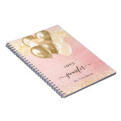 Blush roze gouden naam sparkles ballonnen notitieboek (Rechterzijde)