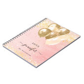 Blush roze gouden naam sparkles ballonnen notitieboek (Linkerzijde)