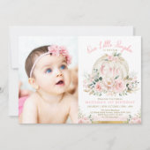 Blush Roze Gouden Pompoen 1e Verjaardag Herfst Blo Kaart (Voorkant)