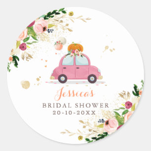 Blush Roze Gouden Pompoen Drive Door Vrijgezellenf Ronde Sticker