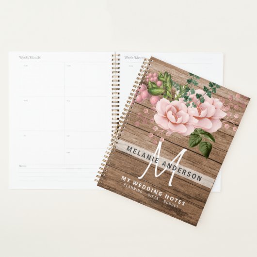 Blush roze gouden Rozen Bloedweddenschap Planner (Display)