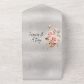 Blush Roze Gouden Rozen Wit Faux Leather All In One Uitnodiging (Buitenkant)