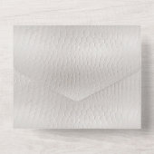 Blush Roze Gouden Rozen Wit Faux Leather All In One Uitnodiging (Achterkant)