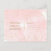 Blush Roze & Gouden Spatten Moderne 'Save the Date Aankondigingskaart (Achterkant)