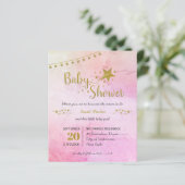 Blush roze gouden ster Baby shower uitnodiging (Staand voorkant)