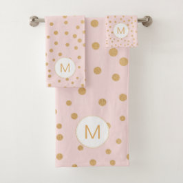 Blush Roze gouden stip monogram badkamer Bad Handdoek