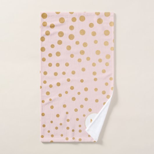 Blush Roze gouden stip monogram badkamer Bad Handdoek (Handdoek)