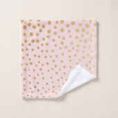 Blush Roze gouden stip monogram badkamer Bad Handdoek (Wasdoekje)
