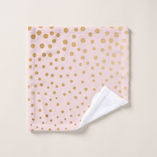 Blush Roze gouden stip monogram badkamer Bad Handdoek (Wasdoekje)