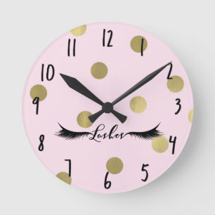 Blush Roze & Gouden Stippen Modern Glam Wimpers Sa Ronde Klok