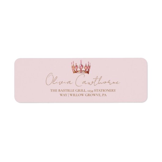 Blush Roze & Gouden Sweet 16 Boog Kroon Verjaardag Etiket (Voorkant)