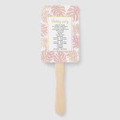 Blush roze, gouden tropische bladeren bruiloft pro handwaaier (Achterkant)