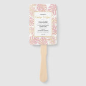 Blush roze, gouden tropische bladeren bruiloft pro handwaaier (Voorkant)