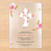 Blush roze gouden Waterverf bloemendoop Acryl Uitnodigingen (Voorkant)