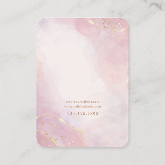 Blush Roze Gouden Waterverf Sieraden Kaart Visitekaartje (Achterkant)