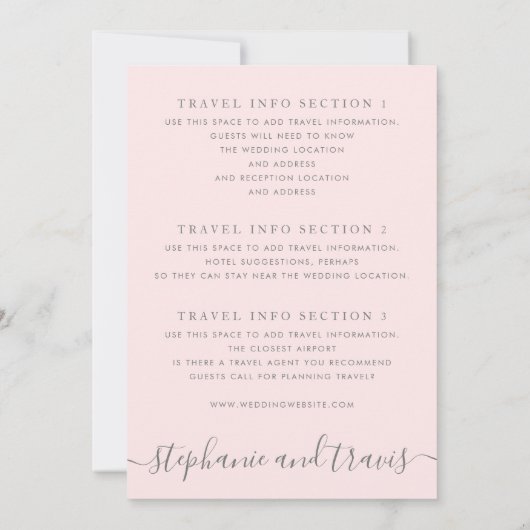 Blush Roze Gouden Wereldkaart Reis Thema Trouwdag Kaart (Achterkant)