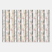 Blush roze gouden zwarte bloemen strepen haar verj inpakpapier vel (Voorkant)