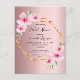 Blush roze goudflorale bruine doucheuitnodiging briefkaart