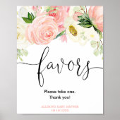 Blush roze goudflorale elegant voordeur bord poster (Voorkant)