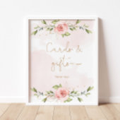 Blush roze goudflorale Kaarten en cadeautjes Poste Poster