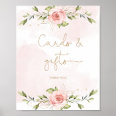 Blush roze goudflorale Kaarten en cadeautjes Poste Poster (Voorkant)