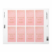 Blush Roze & Goudfolie Confetti Stippen Wijnlabel Etiket (Full Sheet)