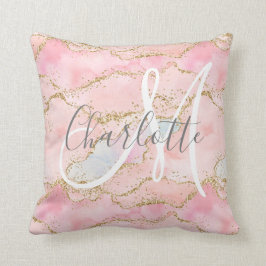 Blush roze goudglitter agologram kussen