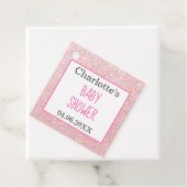 Blush roze goudglitter Sparkle Baby shower Bedankjes Labels (In situ)