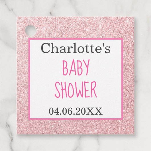 Blush roze goudglitter Sparkle Baby shower Bedankjes Labels (Voorkant)