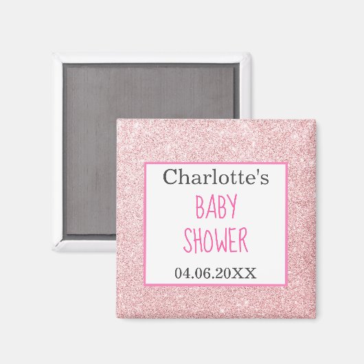 Blush roze goudglitter Sparkle Baby shower Magneet (Voorkant / Achterkant)