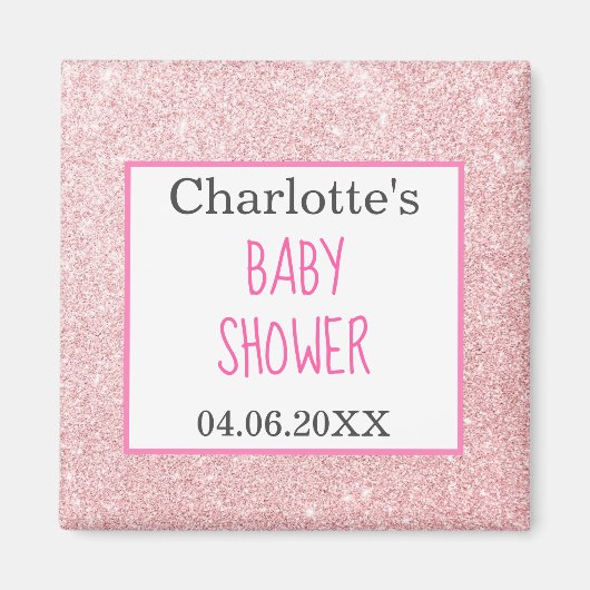Blush roze goudglitter Sparkle Baby shower Magneet (Voorkant)