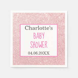 Blush roze goudglitter Sparkle Baby shower Servet