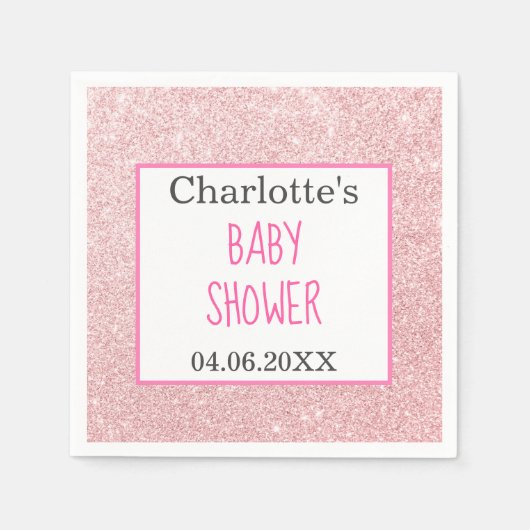 Blush roze goudglitter Sparkle Baby shower Servet (Voorkant)