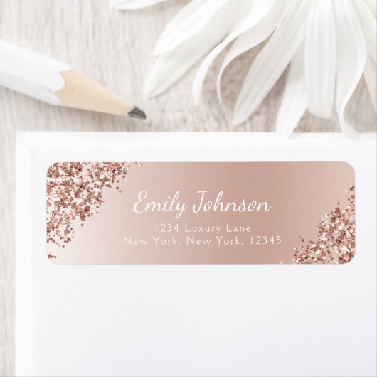 Blush roze goudglitter Sparkle Folie Etiket (Insitu)