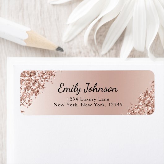Blush roze goudglitter Sparkle Folie Etiket (Insitu)