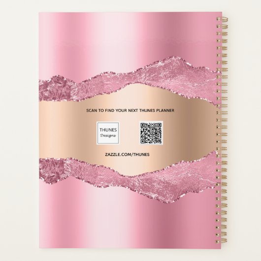 Blush roze goudmetaal, marmer name 2023 planner (Achterkant)