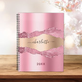 Blush roze goudmetaal, marmer name 2023 planner