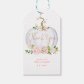 Blush roze goudpompoen dank je label cadeaulabel (Voorkant)