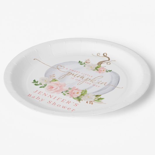 Blush roze goudpompoen papieren bordje (Gekanteld)