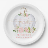 Blush roze goudpompoen papieren bordje (Voorkant)