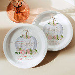 Blush roze goudpompoen papieren bordje<br><div class="desc">Blush roze gouden kleine pompoenpapier Bord. "Een zoete pompoen onderweg" baby shower feestdecoratie." Overeenkomende objecten beschikbaar.</div>