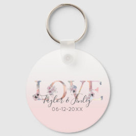 Blush roze gradiënt Love Girly Vrijgezellenfeest Sleutelhanger