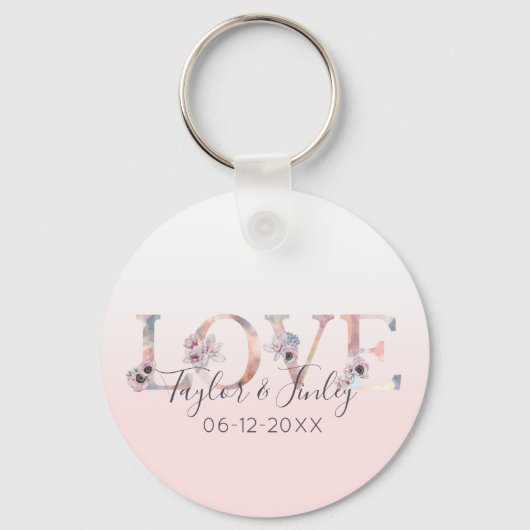 Blush roze gradiënt Love Girly Vrijgezellenfeest Sleutelhanger (Voorkant)