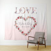 Blush roze gradiënt Selfie Love Backdrop Weddensch Wandkleed (In Situ (horizontaal))