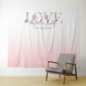 Blush roze gradiënt Selfie Love Backdrop Weddensch Wandkleed (In Situ (horizontaal))