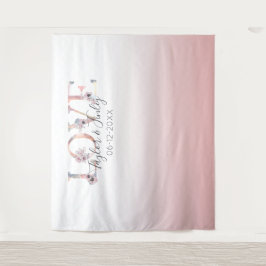 Blush roze gradiënt Selfie Love Backdrop Weddensch Wandkleed