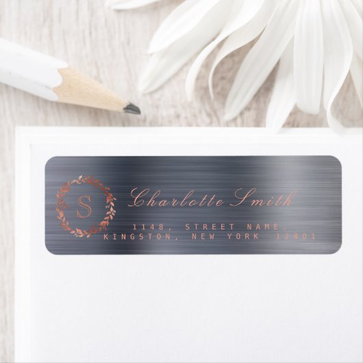 Blush roze grafiet grijs witte vip monogram RSVP Etiket (Insitu)