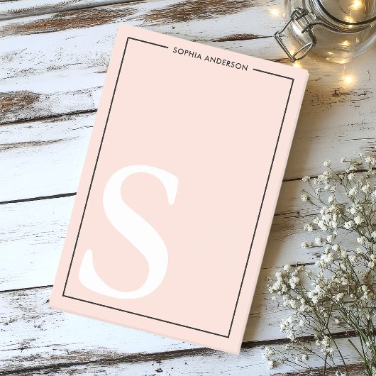 Blush Roze Grafisch Monogram Persoonlijke naam Post-it® Notes
