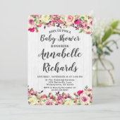 Blush Roze & Green Roos Baby shower Invitation Kaart (Staand voorkant)